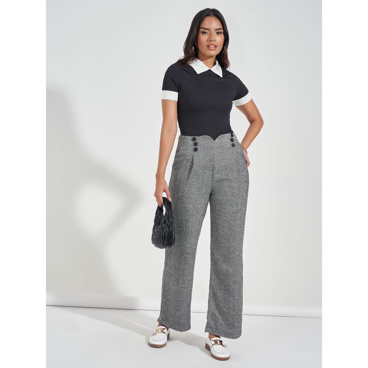 بنطال بأرجل واسعة مع أزرار-women-clothing-bottoms-trousers-image-1