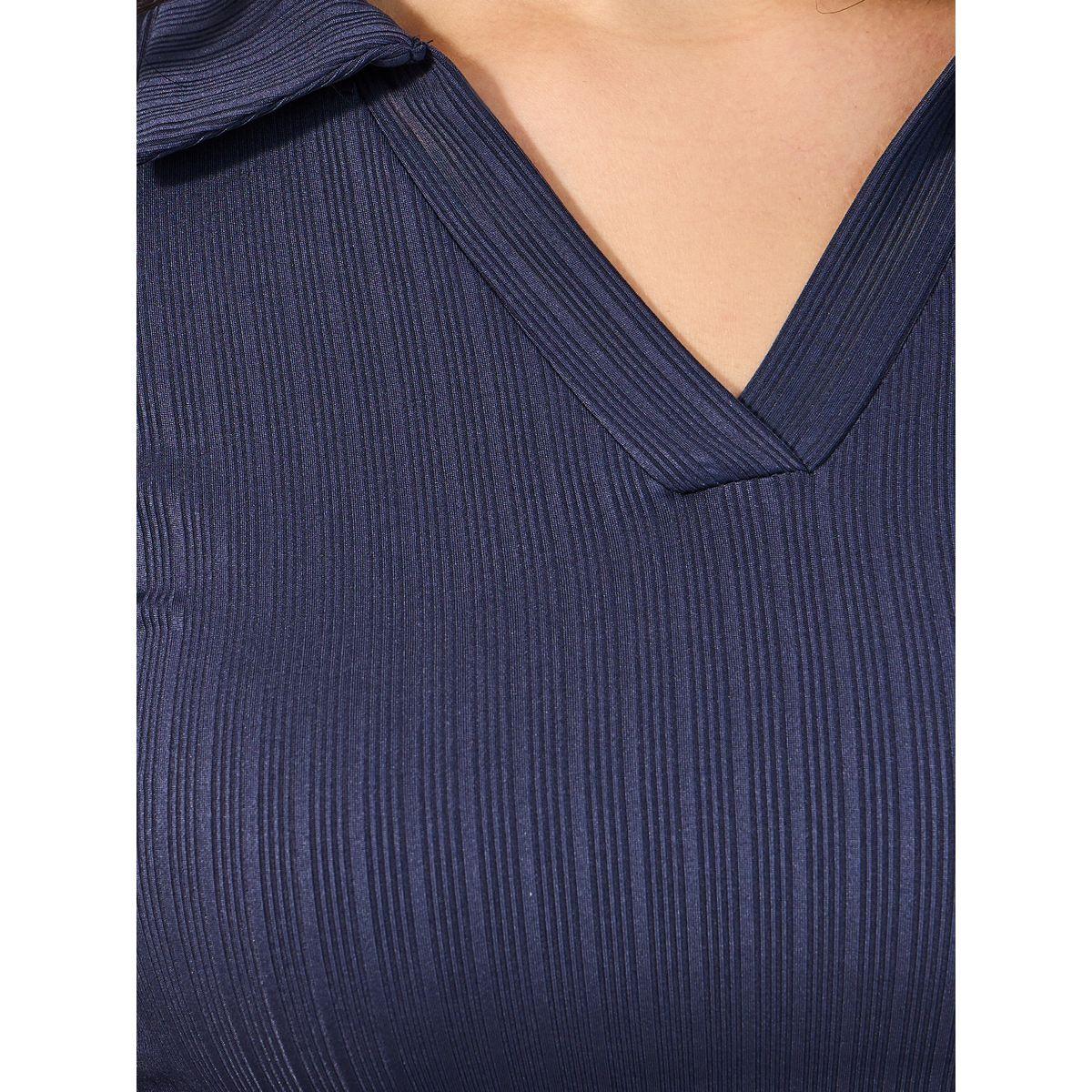 تيشيرت مضلع بياقة بولو وأكمام طويلة-women-clothing-tshirts-image-2