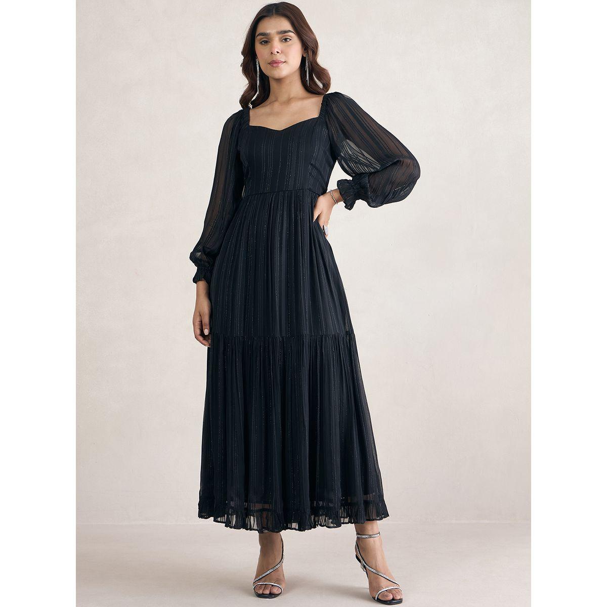 Femmella X Styli  Lurex Sweetheart Neck Maxi Dress-women-clothing-dresses-image-1