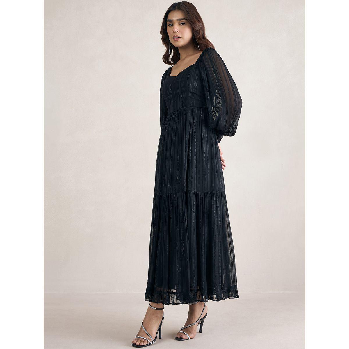 Femmella X Styli  Lurex Sweetheart Neck Maxi Dress-women-clothing-dresses-image-2