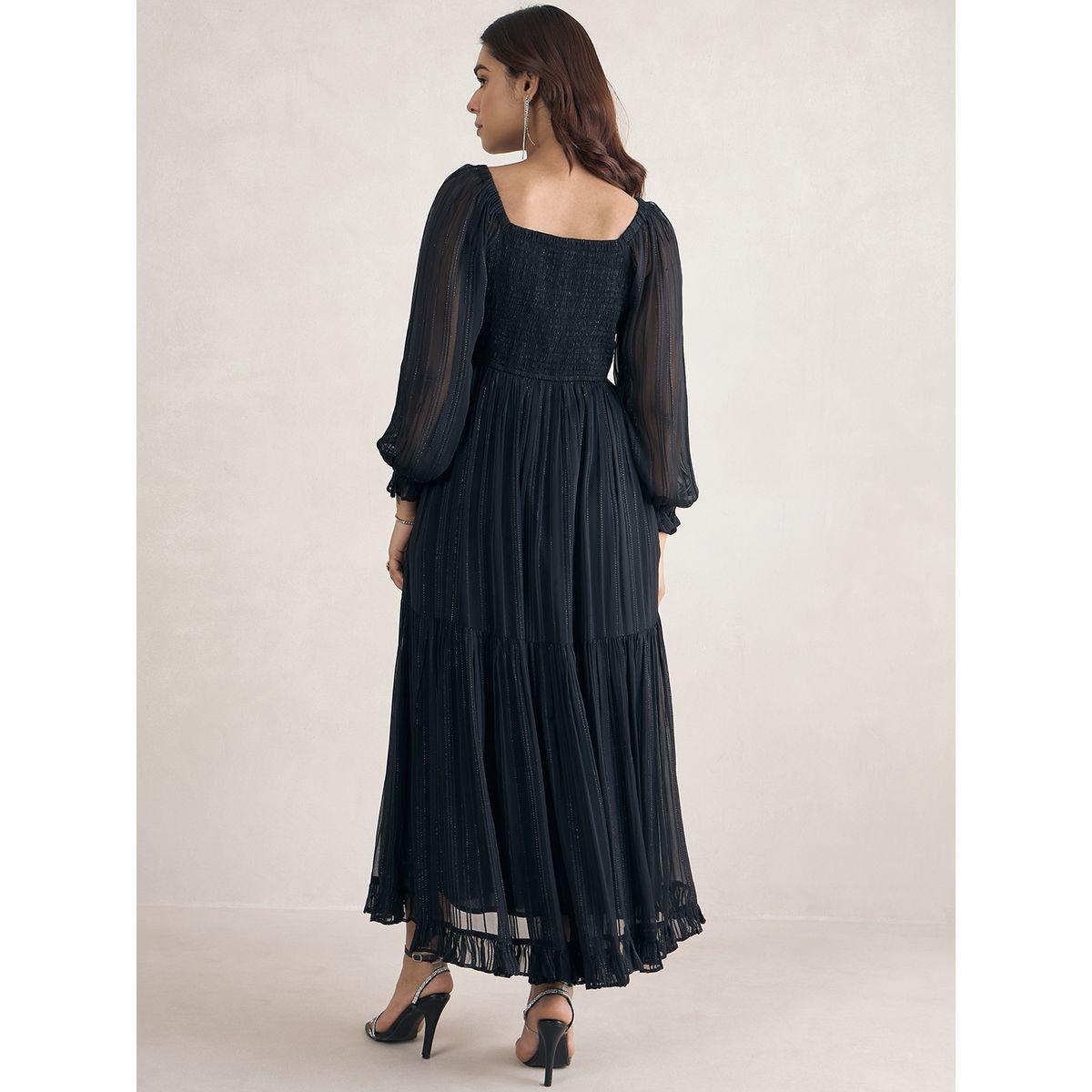 Femmella X Styli  Lurex Sweetheart Neck Maxi Dress-women-clothing-dresses-image-4