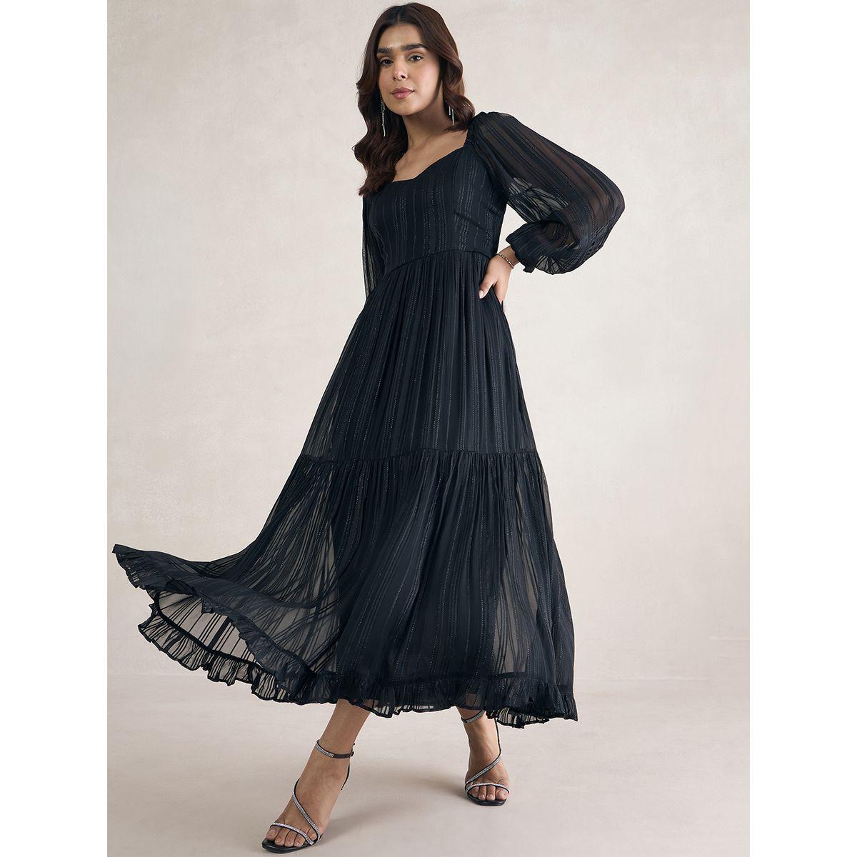 Femmella X Styli  Lurex Sweetheart Neck Maxi Dress-women-clothing-dresses-image-5