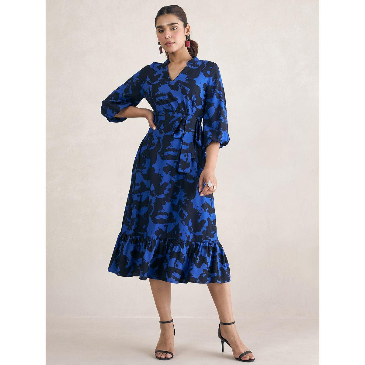 Femmella X Styli  Abstract Print A-Line Midi Dress-women-clothing-dresses-image-1