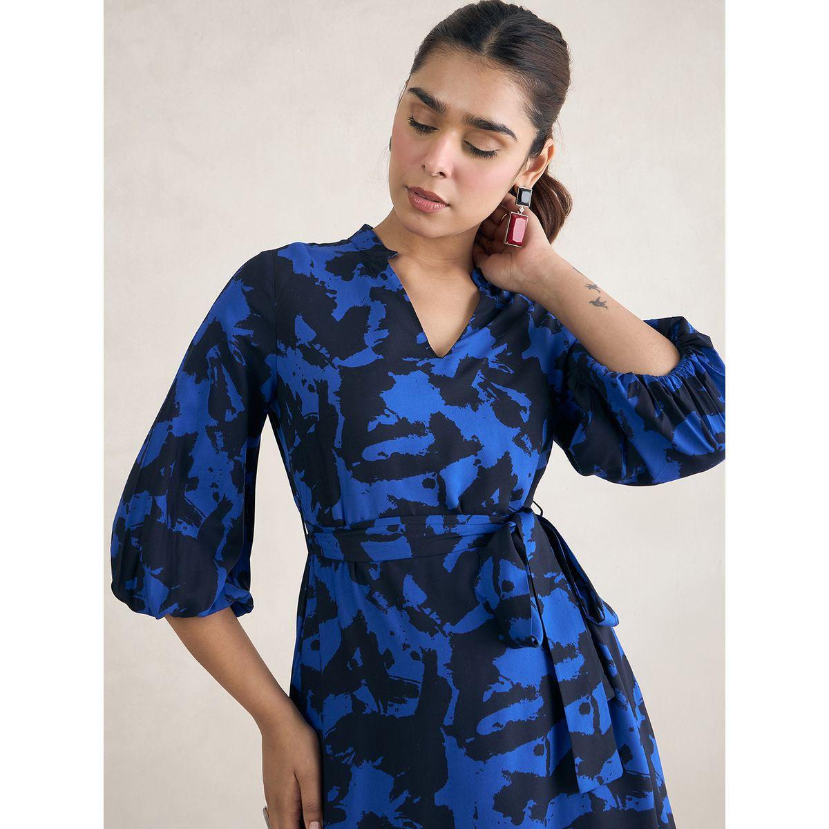 Femmella X Styli  Abstract Print A-Line Midi Dress-women-clothing-dresses-image-4