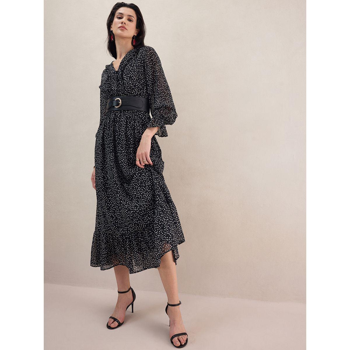 فستان طويل مطبع بنقاط بولكا وكشكش فِميلا × ستايلي-women-clothing-dresses-image-5