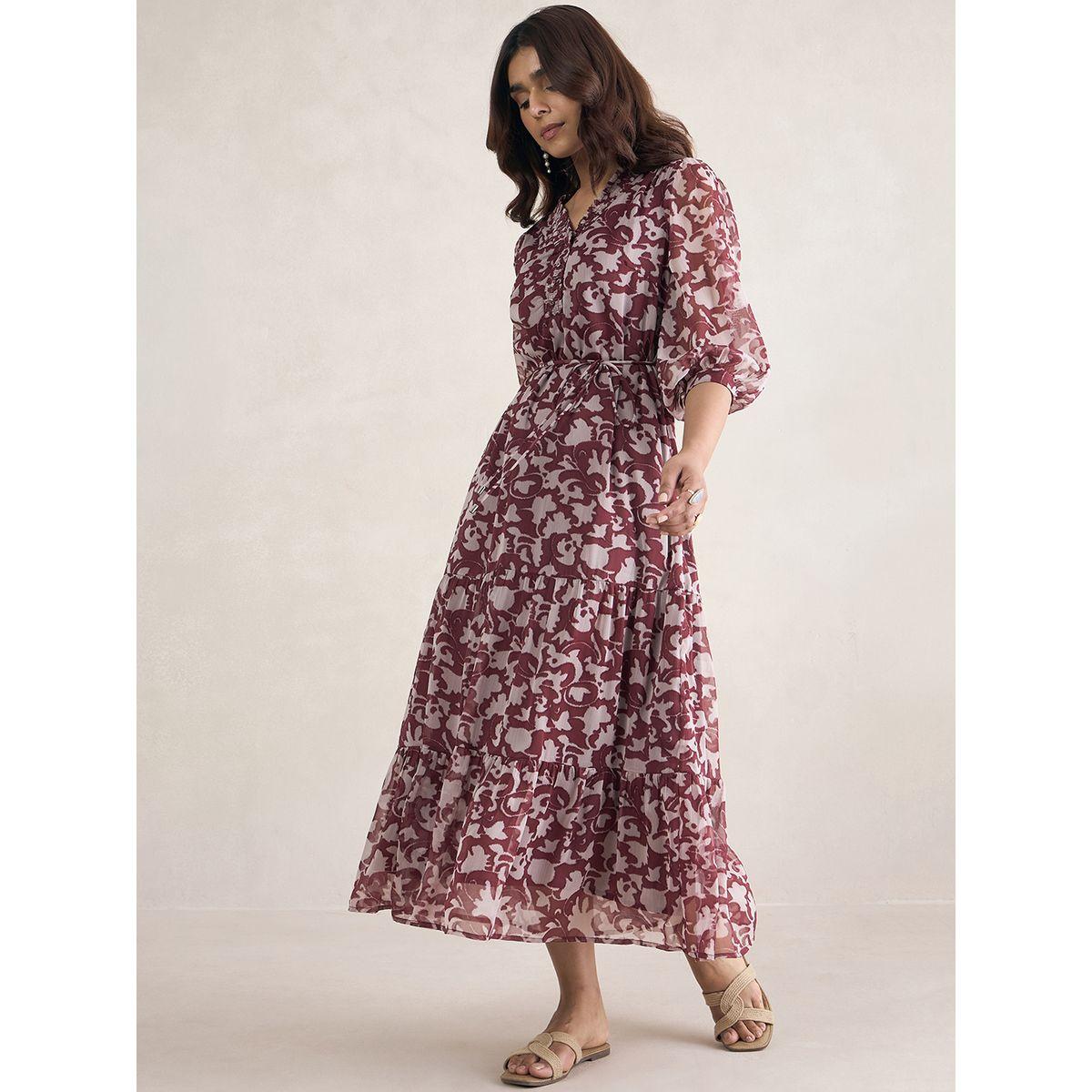 Femmella X Styli  Abstract Print V Neck Maxi Dress-women-clothing-dresses-image-5