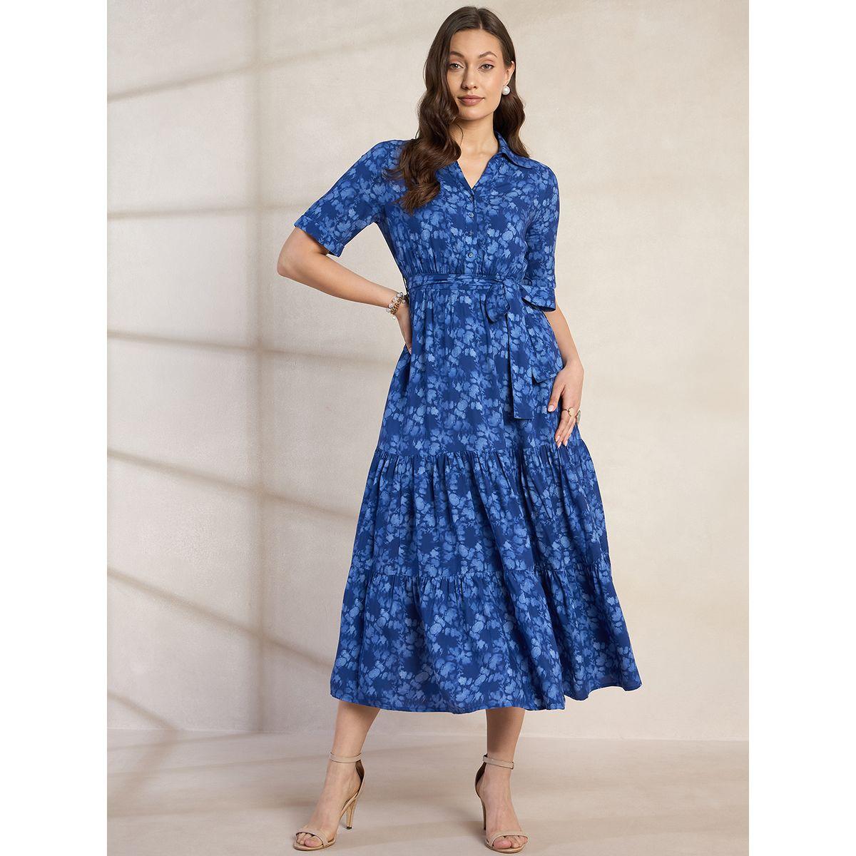 فستان ميدي مطبع بزهور مع حزام خصر فِميلا × ستايلي-women-clothing-dresses-image-3