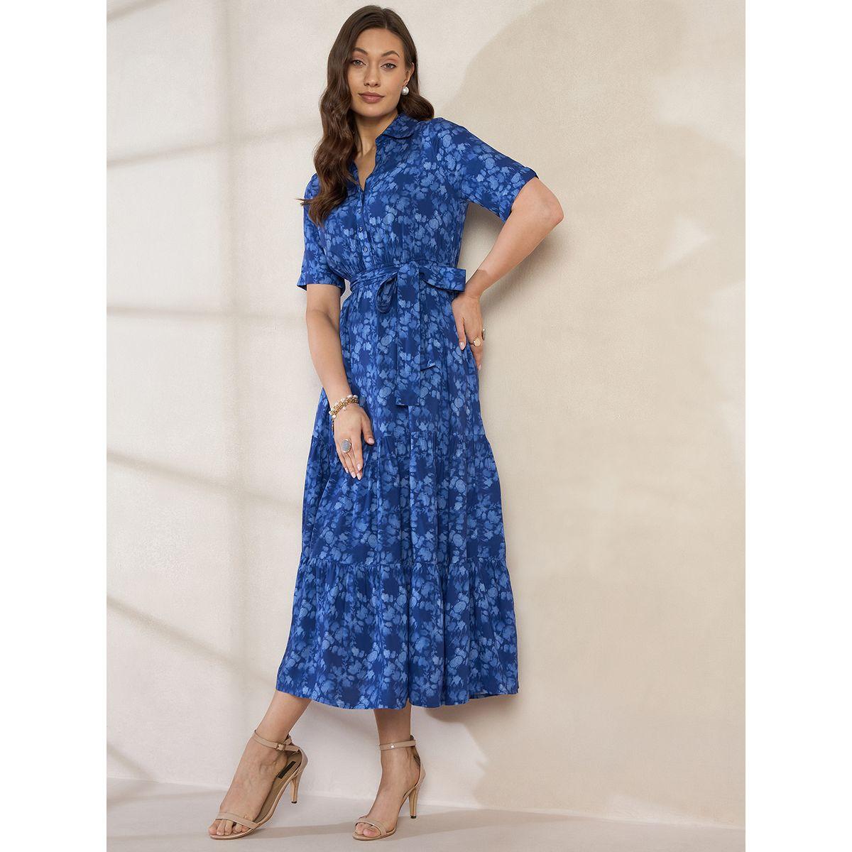 فستان ميدي مطبع بزهور مع حزام خصر فِميلا × ستايلي-women-clothing-dresses-image-4