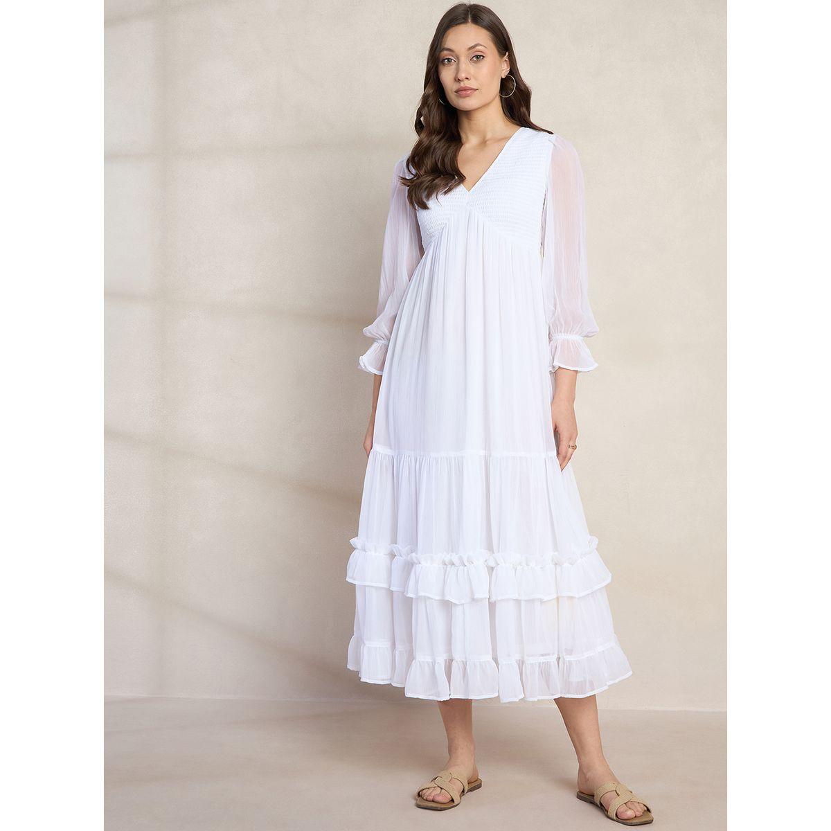 Femmella X Styli  Ruffled Smocking Tiered Maxi Dress-women-clothing-dresses-image-1
