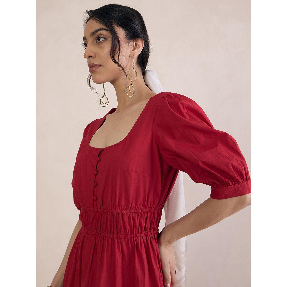 فستان طويل بكسرات مع ياقة واسعة فِميلا × ستايلي-women-clothing-dresses-image-3