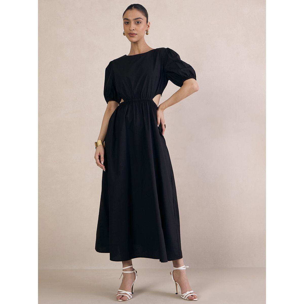 Femmella X Styli  Poplin Cut-Out Waist Detail Maxi Dress-women-clothing-dresses-image-1