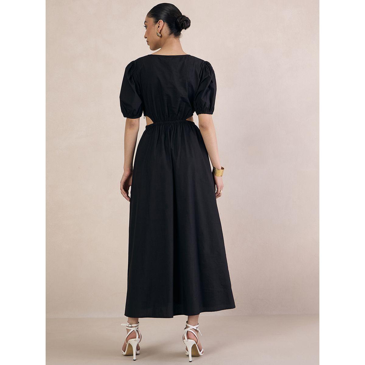 Femmella X Styli  Poplin Cut-Out Waist Detail Maxi Dress-women-clothing-dresses-image-3