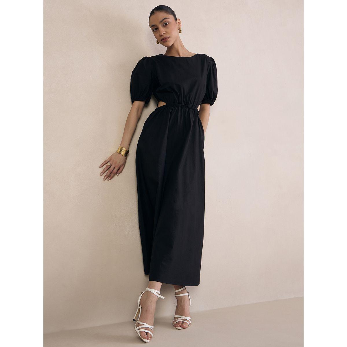 فستان طويل بنسيج بوبلين مع خصر بفتحات فِميلا × ستايلي-women-clothing-dresses-image-5