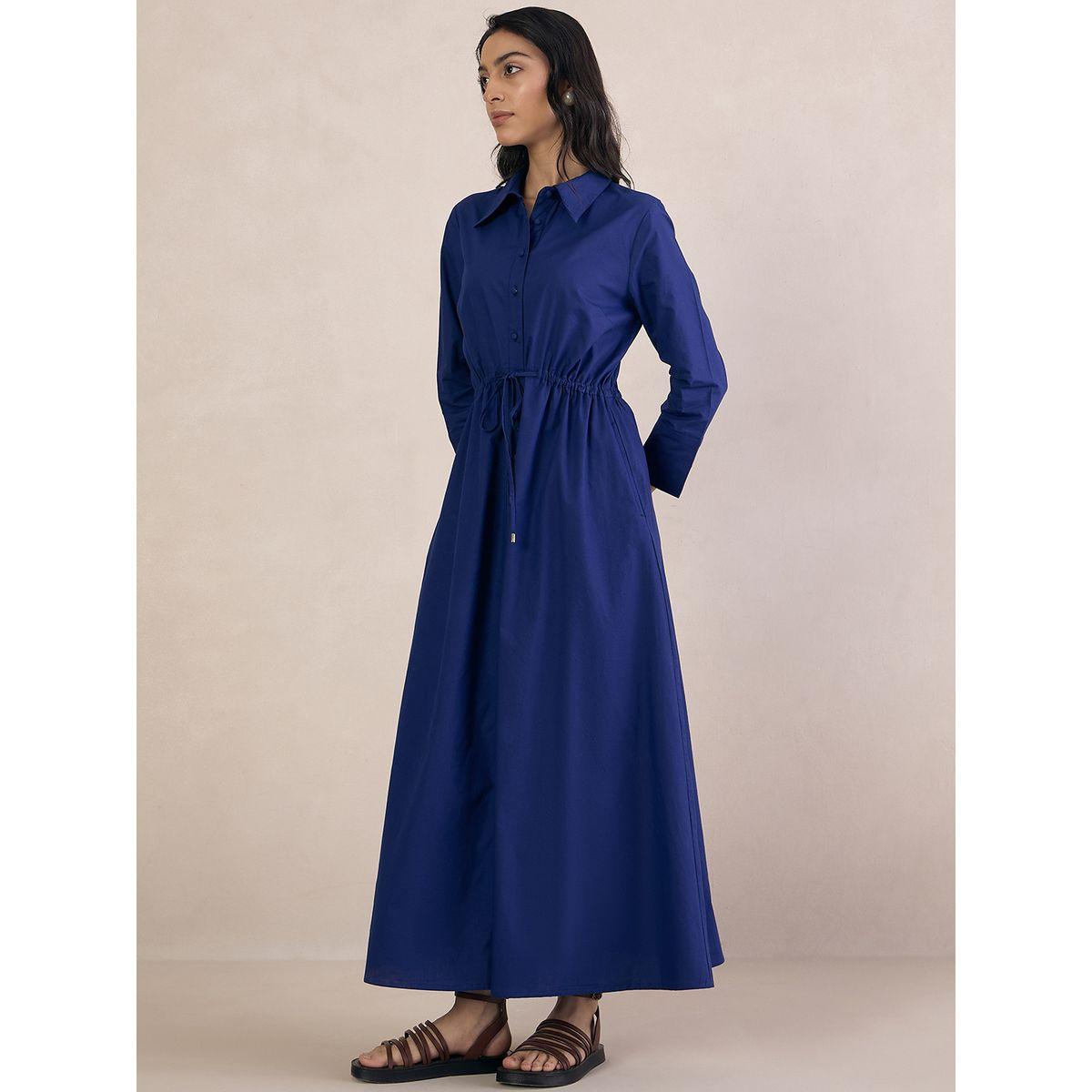 Femmella X Styli  Poplin Button Down Maxi Dress with Drawstring-women-clothing-dresses-image-2