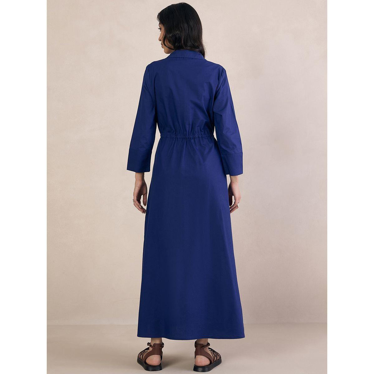 Femmella X Styli  Poplin Button Down Maxi Dress with Drawstring-women-clothing-dresses-image-6