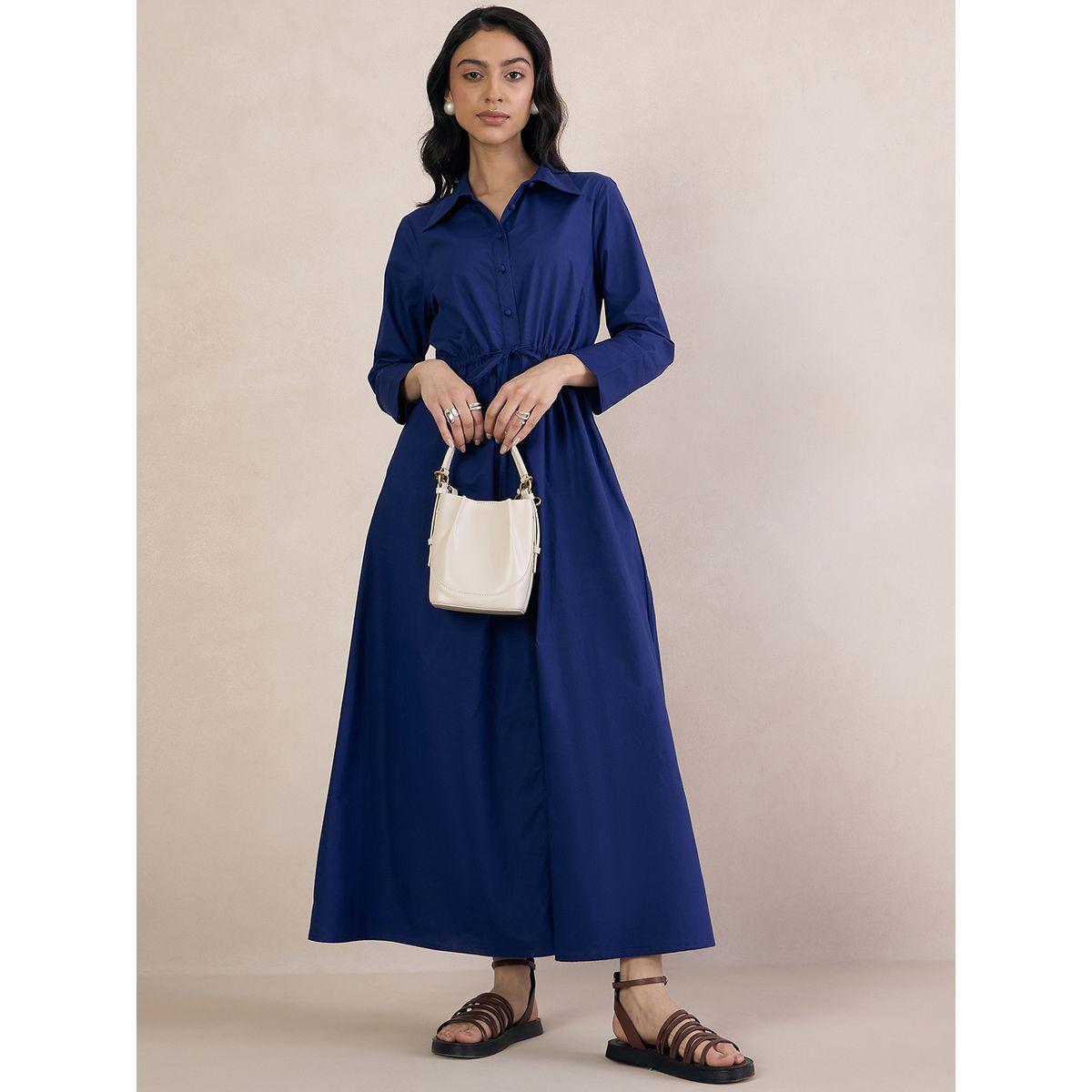 Femmella X Styli  Poplin Button Down Maxi Dress with Drawstring-women-clothing-dresses-image-7