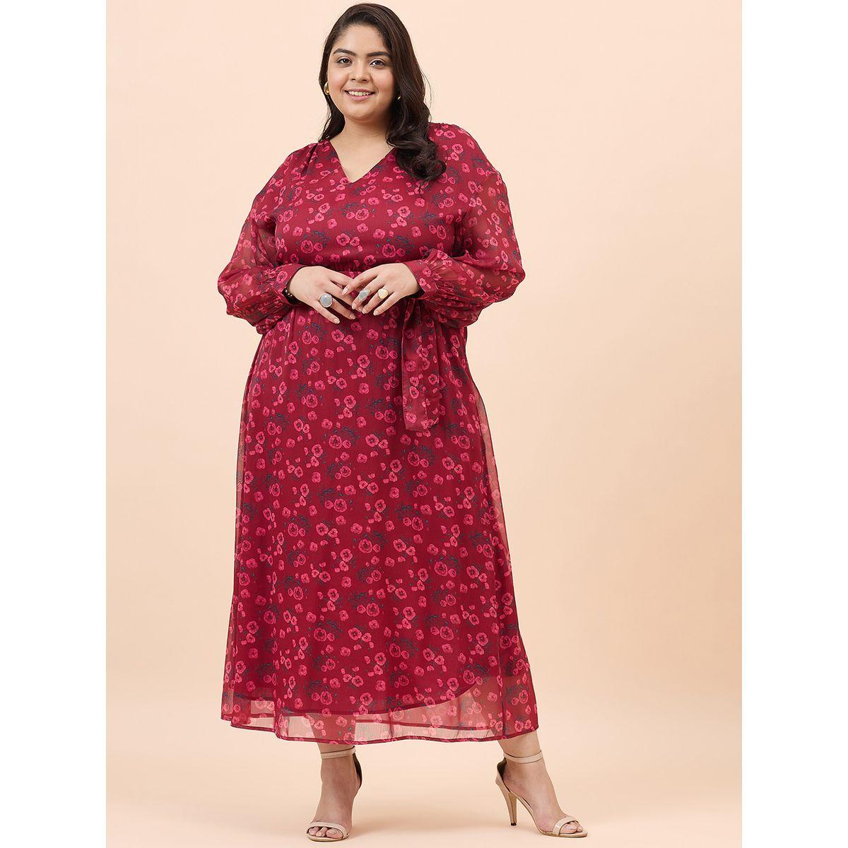 فستان طويل بمقاس كبير وطبعة زهور فِميلا × ستايلي-women-clothing-dresses-image-3