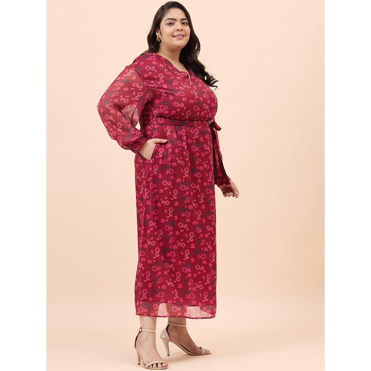 فستان طويل بمقاس كبير وطبعة زهور فِميلا × ستايلي-women-clothing-dresses-image-4