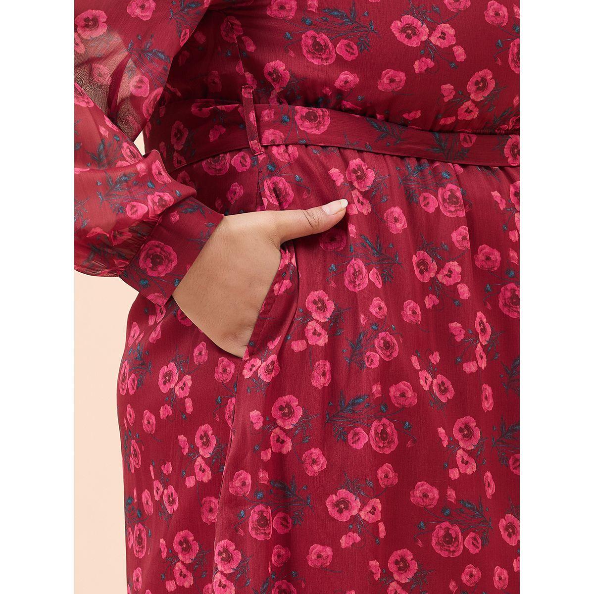 Femmella X Styli  Plus Size Floral Print V Neck Maxi Dress-women-clothing-dresses-image-5