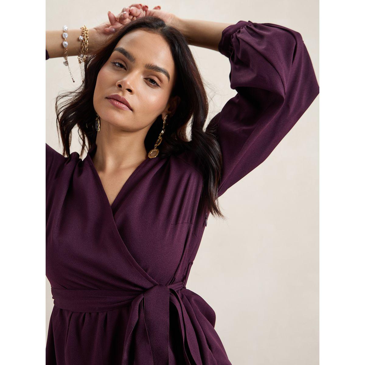 Femmella X Styli  Curved Hem Tie Belt Wrap Top & Pants Co-Ords-women-clothing-coordsets-image-5