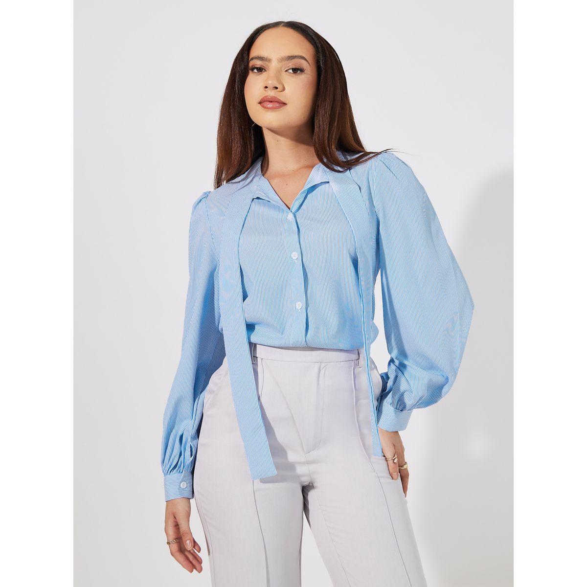 بلوزة مخططة بقصة مريحة وأزرار-women-clothing-shirtsandblouses-shirts-image-5