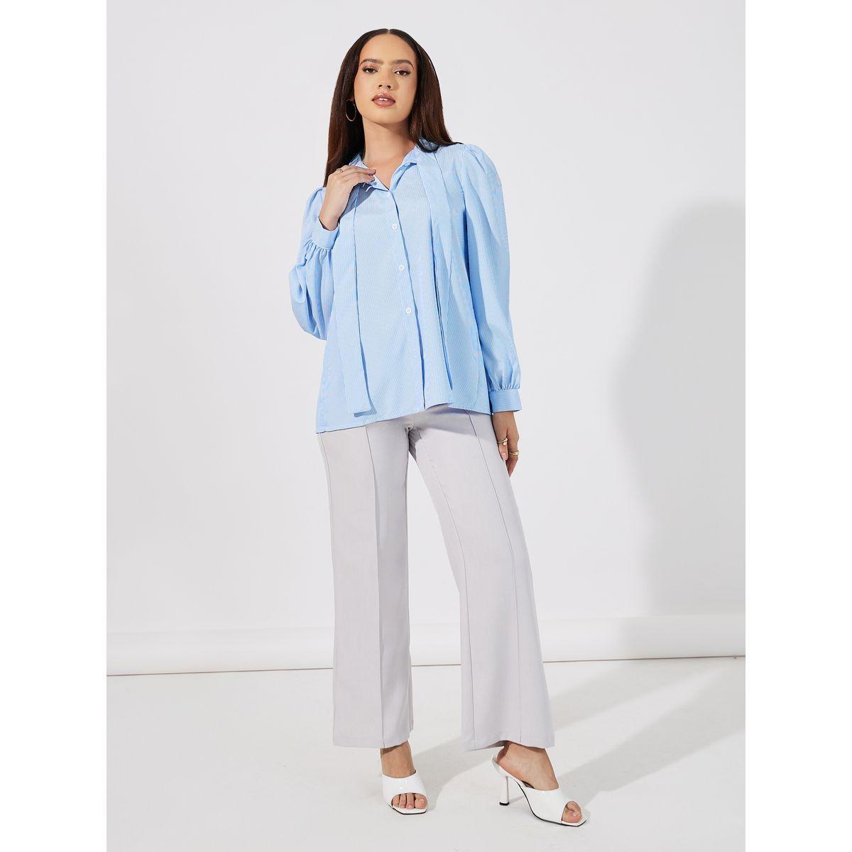 Styli Striped Relaxed Fit Shirt with Button Placket-women-clothing-shirtsandblouses-shirts-image-2
