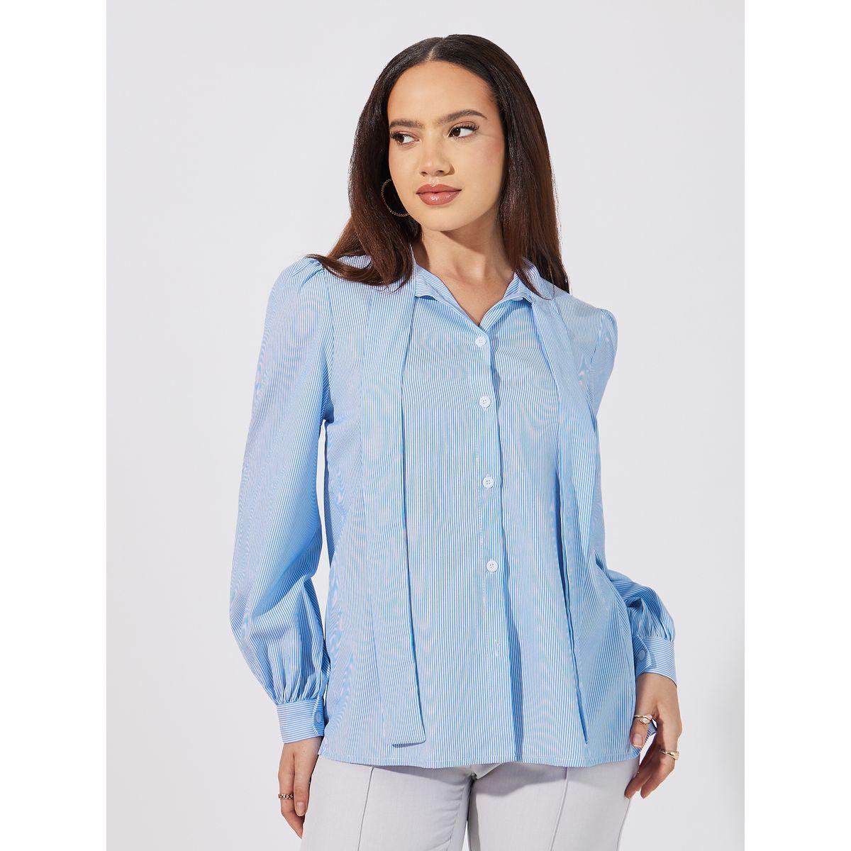 Styli Striped Relaxed Fit Shirt with Button Placket-women-clothing-shirtsandblouses-shirts-image-3