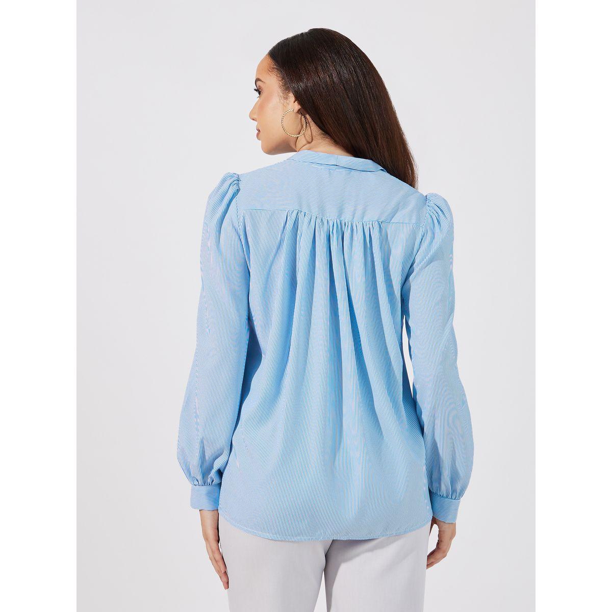 بلوزة مخططة بقصة مريحة وأزرار-women-clothing-shirtsandblouses-shirts-image-1