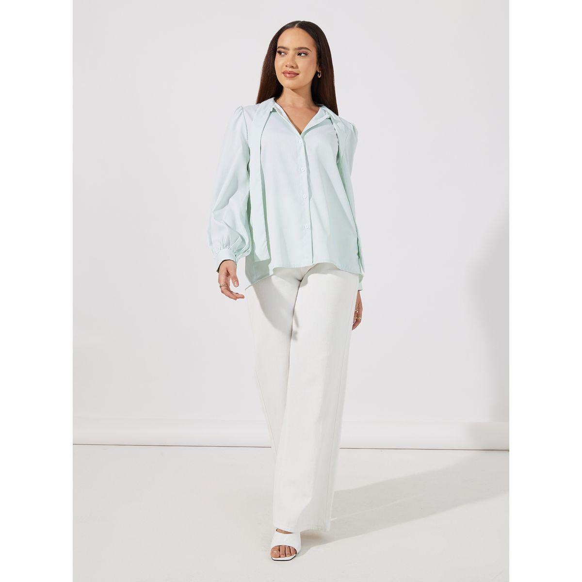 Styli Striped Relaxed Fit Shirt with Button Placket-women-clothing-shirtsandblouses-shirts-image-2