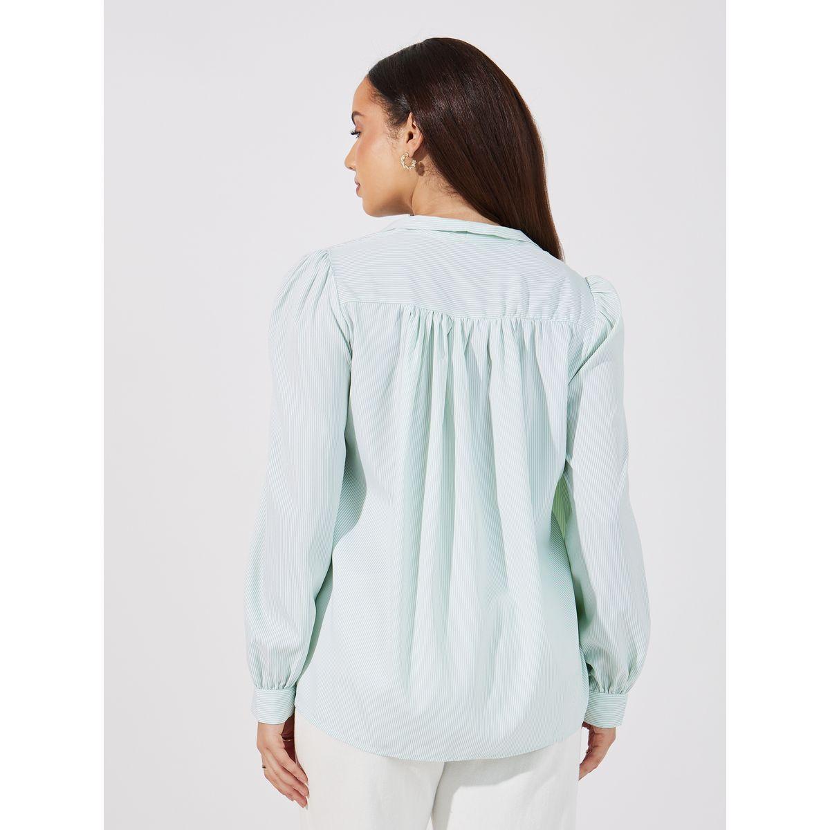 بلوزة مخططة بقصة مريحة وأزرار-women-clothing-shirtsandblouses-shirts-image-5