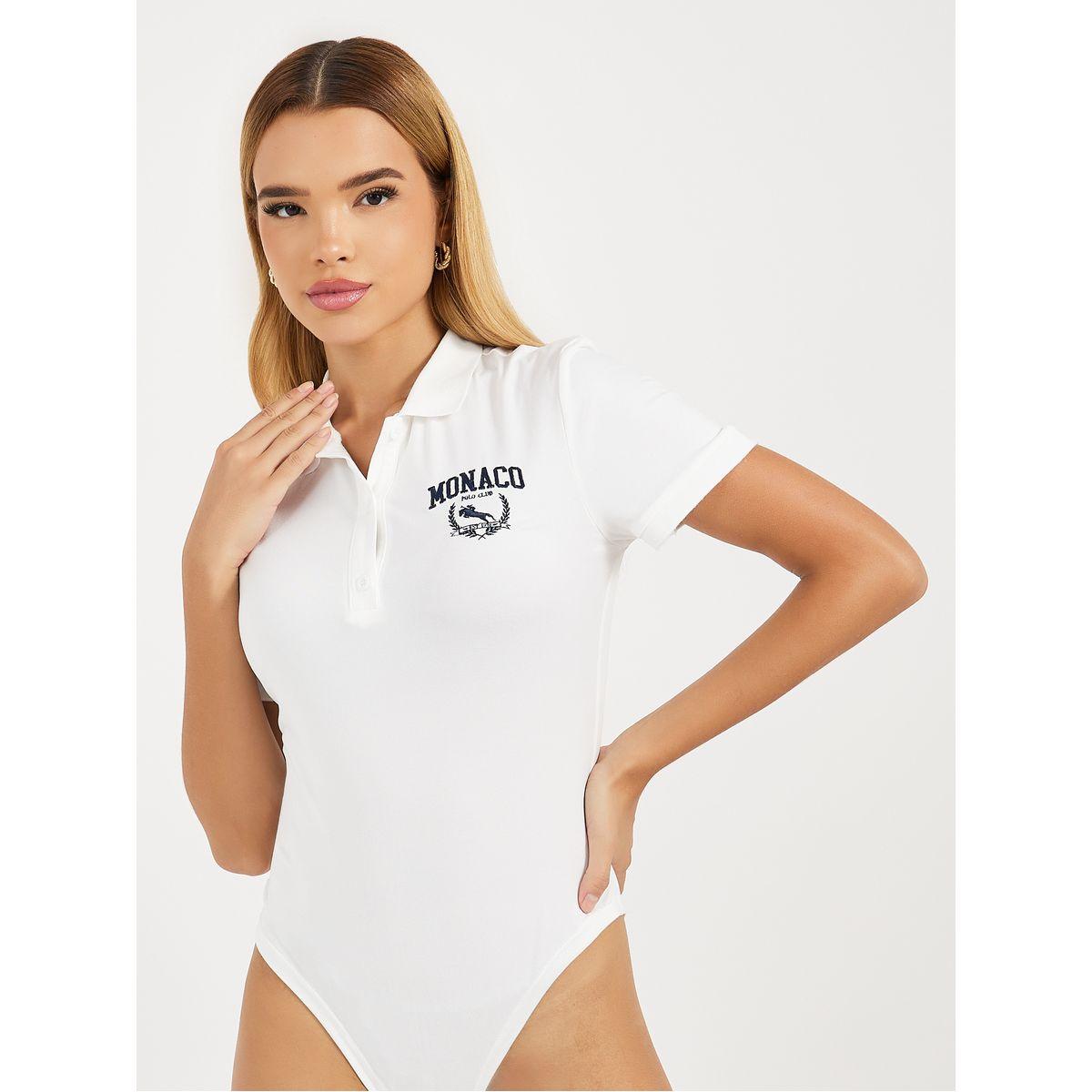 Styli Embroidery Detail Polo Neck Knit Bodysuit-women-clothing-shirtsandblouses-blouses-image-1