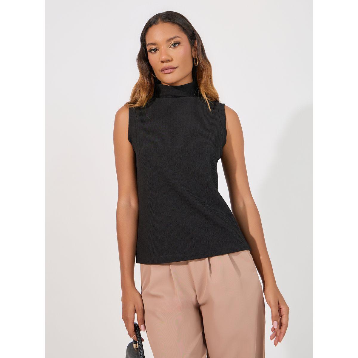 Styli Textured Knit Top with Turtle Neck-women-clothing-shirtsandblouses-blouses-image-1