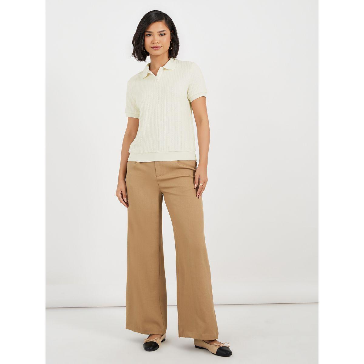 Styli Pointelle Collared Knit Top-women-clothing-shirtsandblouses-blouses-image-2