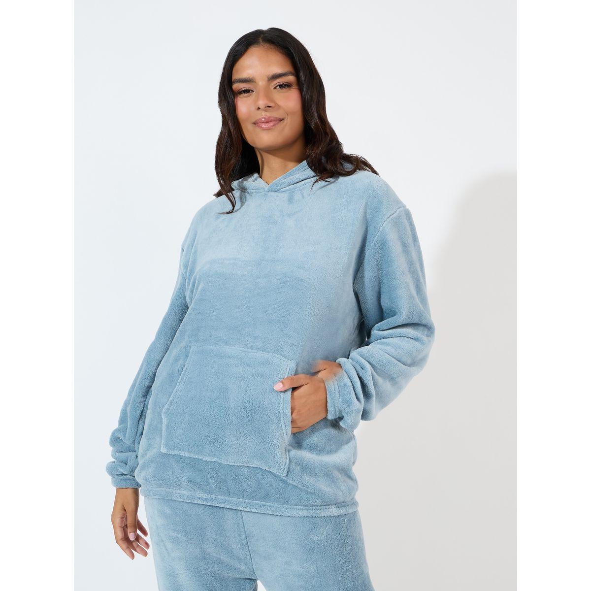 مجموعة من جوغر مع هودي فليس بجيوب كانجارو-women-clothing-coordsets-image-2