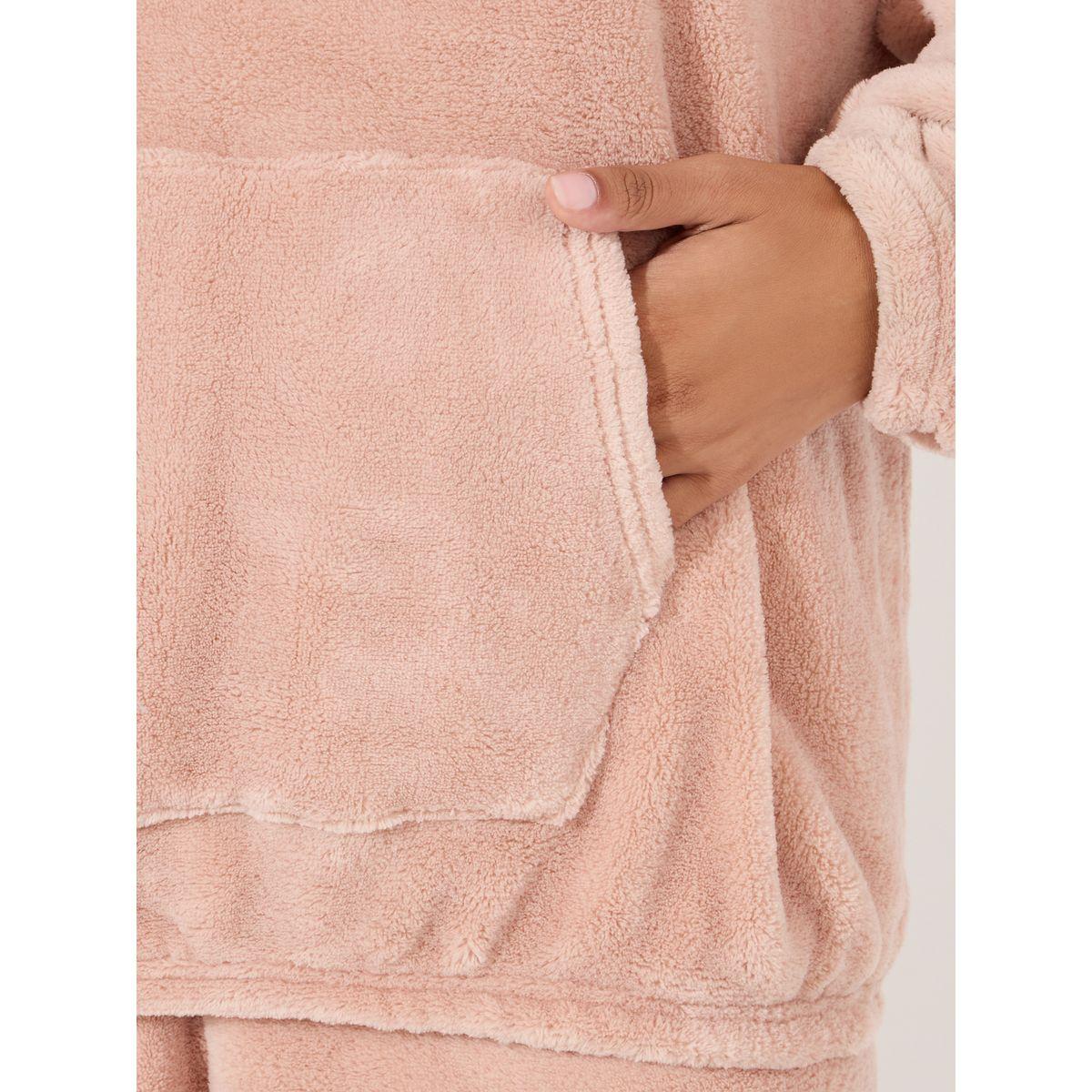 Styli Unwind Drop Shoulder Kangaroo Pocket Fleece Hoodie & Joggers Lounge Set-women-clothing-coordsets-image-3