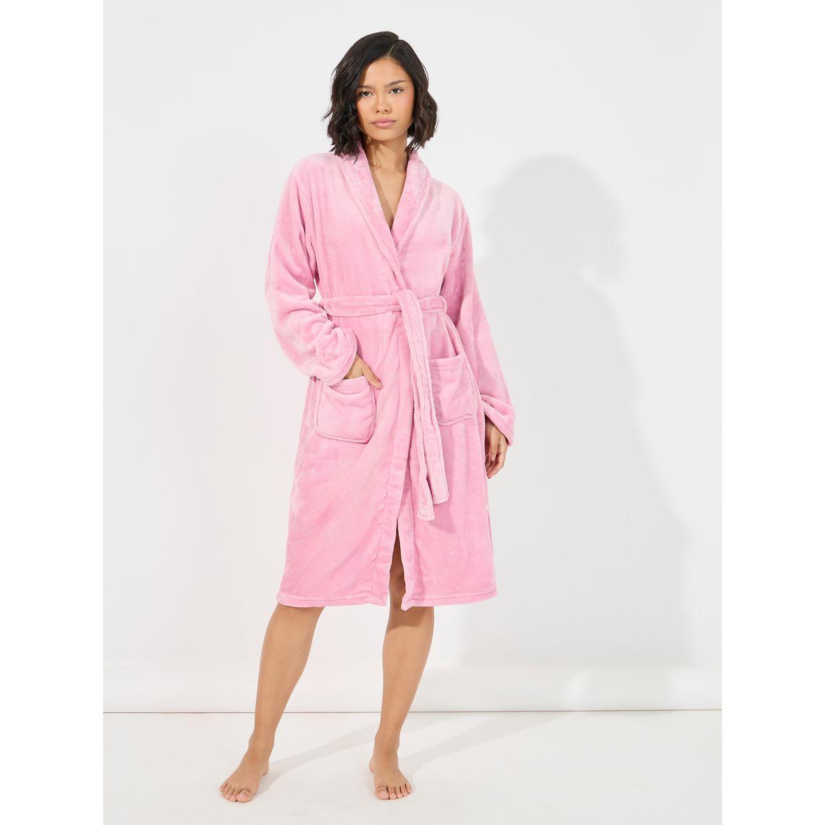 روب فليس بياقة شال وجيوب-women-clothing-nightwear-robes-image-1