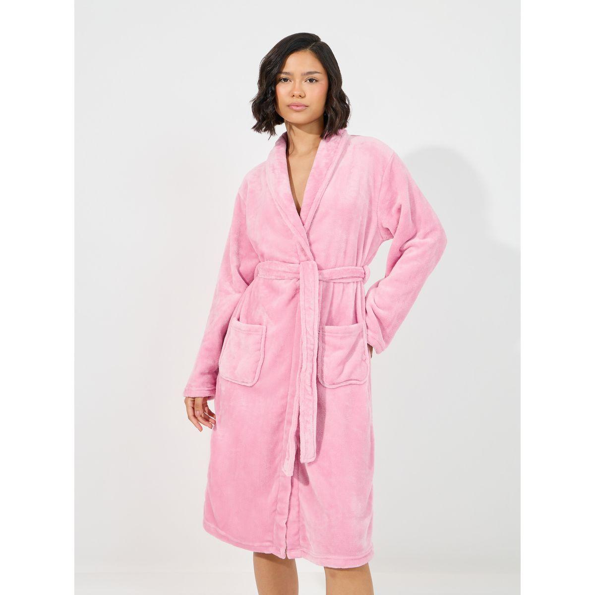 روب فليس بياقة شال وجيوب-women-clothing-nightwear-robes-image-2