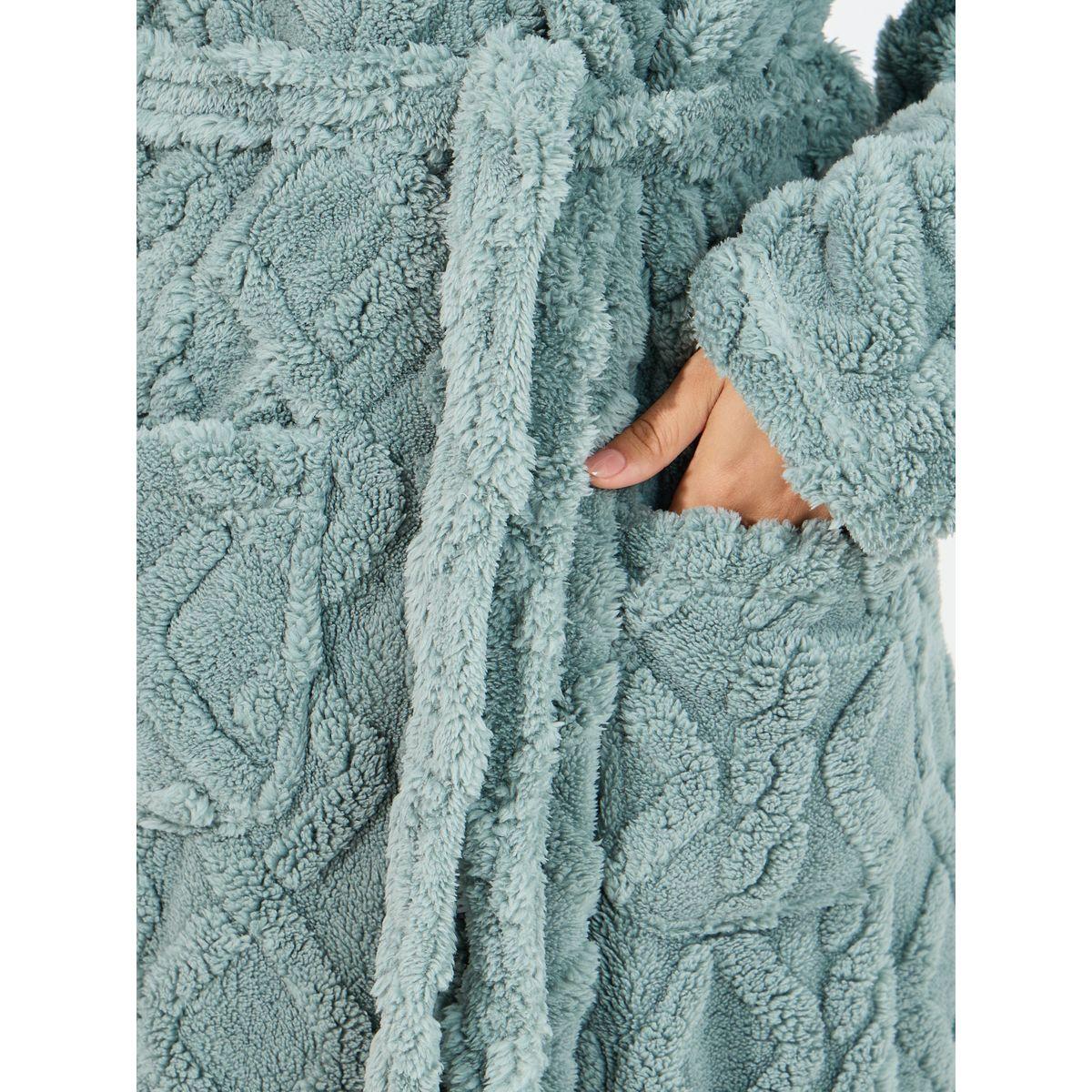 Styli Unwind Cable Design Shawl Collar Fleece Robe-women-clothing-nightwear-robes-image-3