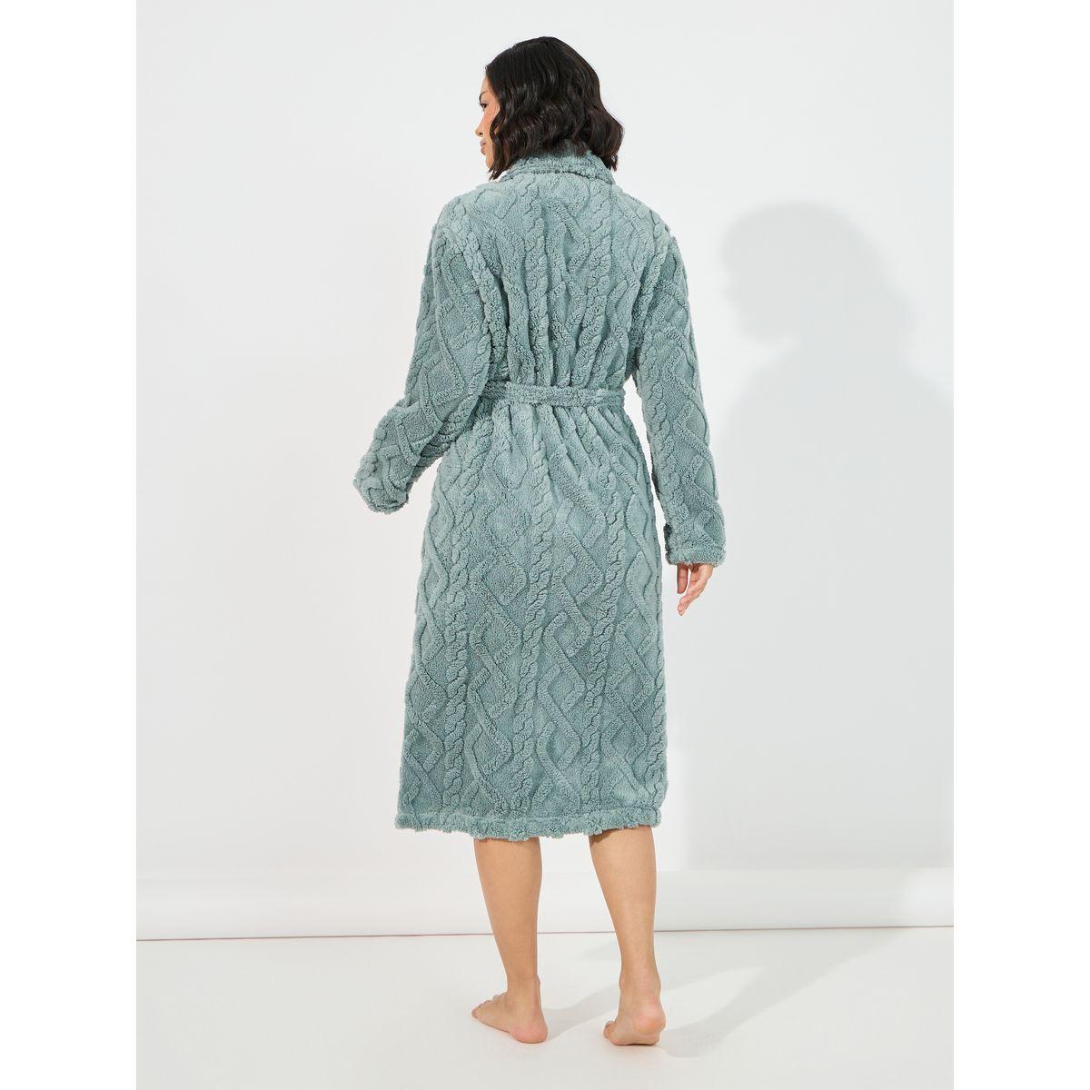 Styli Unwind Cable Design Shawl Collar Fleece Robe-women-clothing-nightwear-robes-image-4