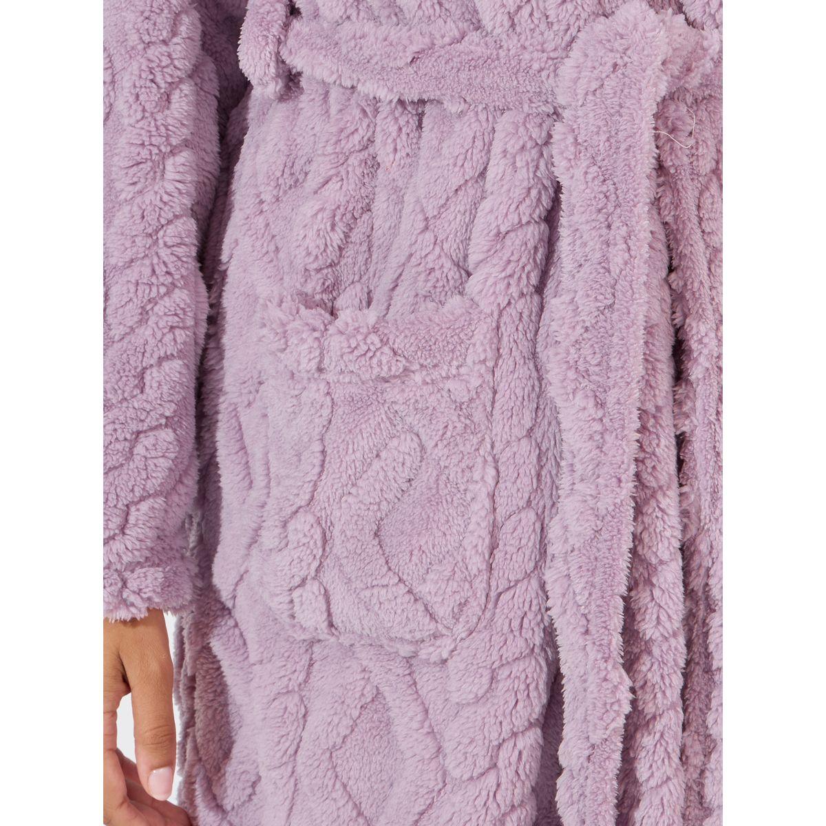 روب فليس مع ياقة بنمط شال-women-clothing-nightwear-robes-image-3