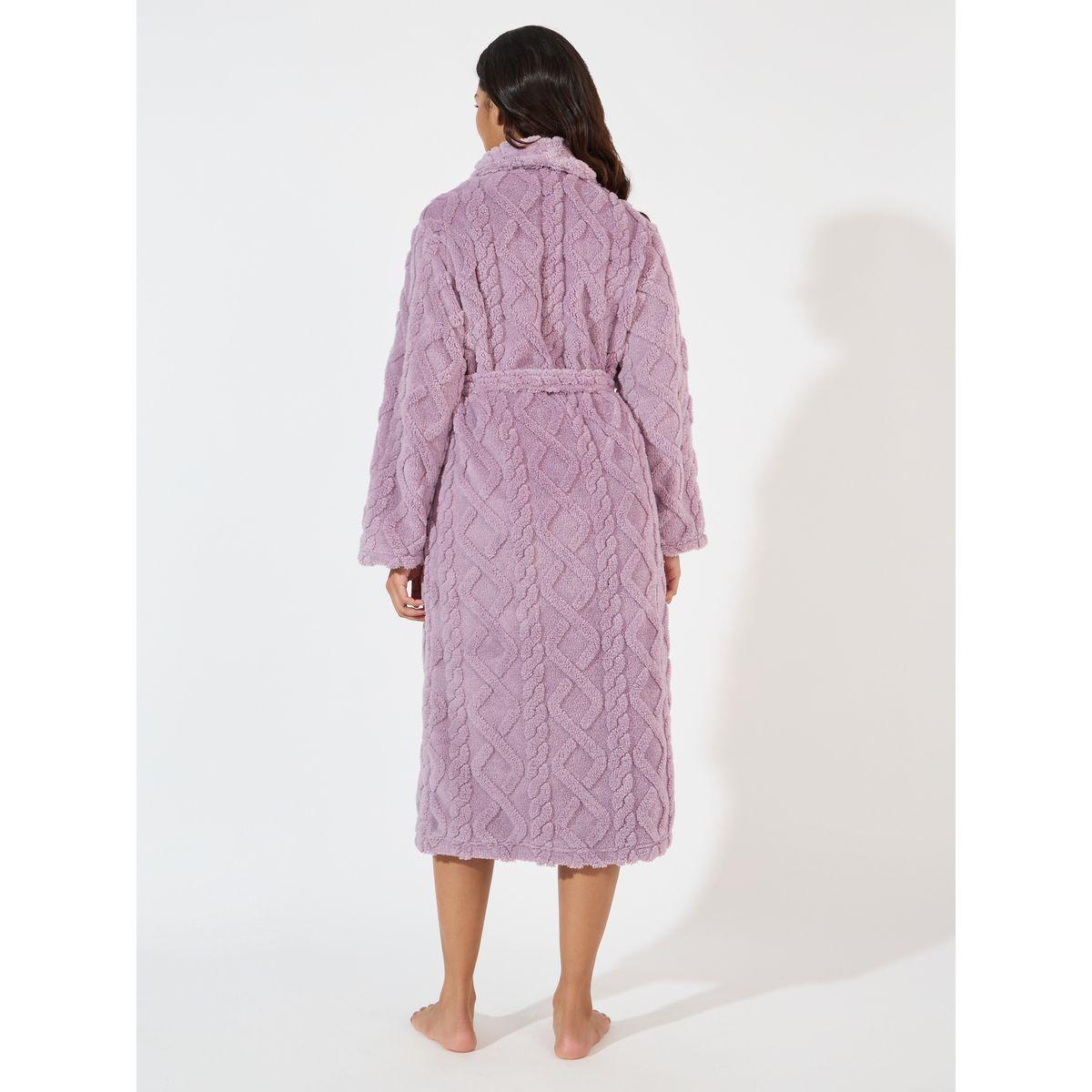 روب فليس مع ياقة بنمط شال-women-clothing-nightwear-robes-image-4