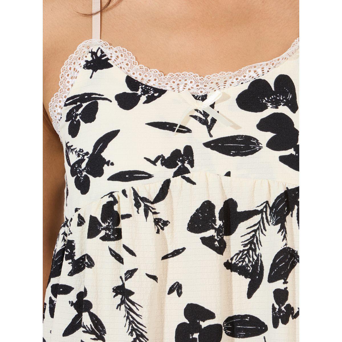 Styli Unwind Mono Leaf Print Lace Trim Slip Dress-women-clothing-nightwear-nighties-image-3