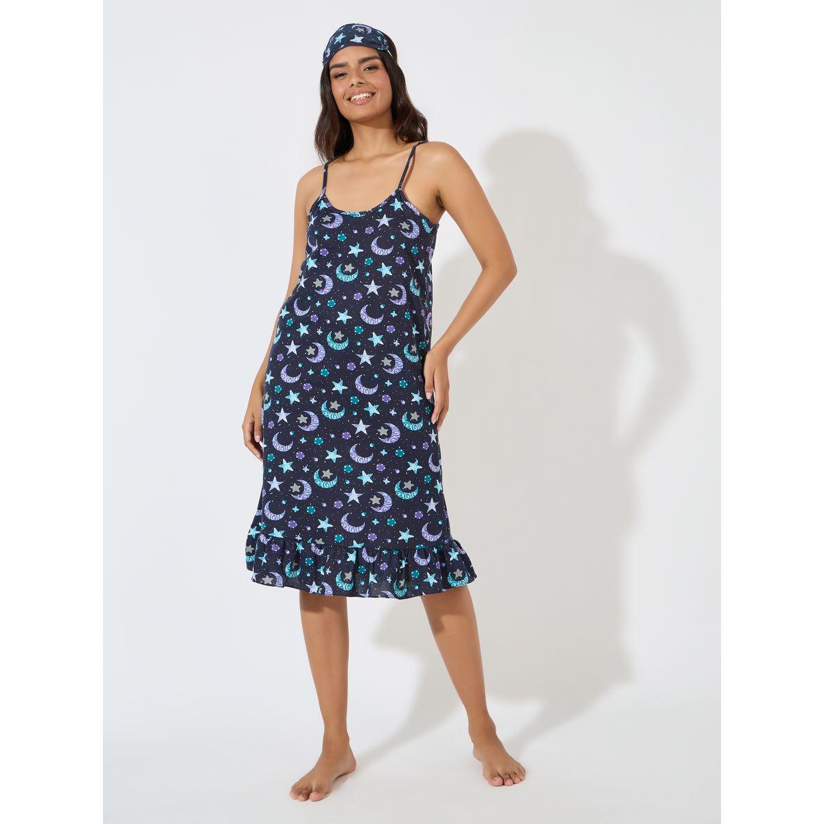 قميص نوم مطبع بالكامل مع قناع-women-clothing-nightwear-nighties-image-1