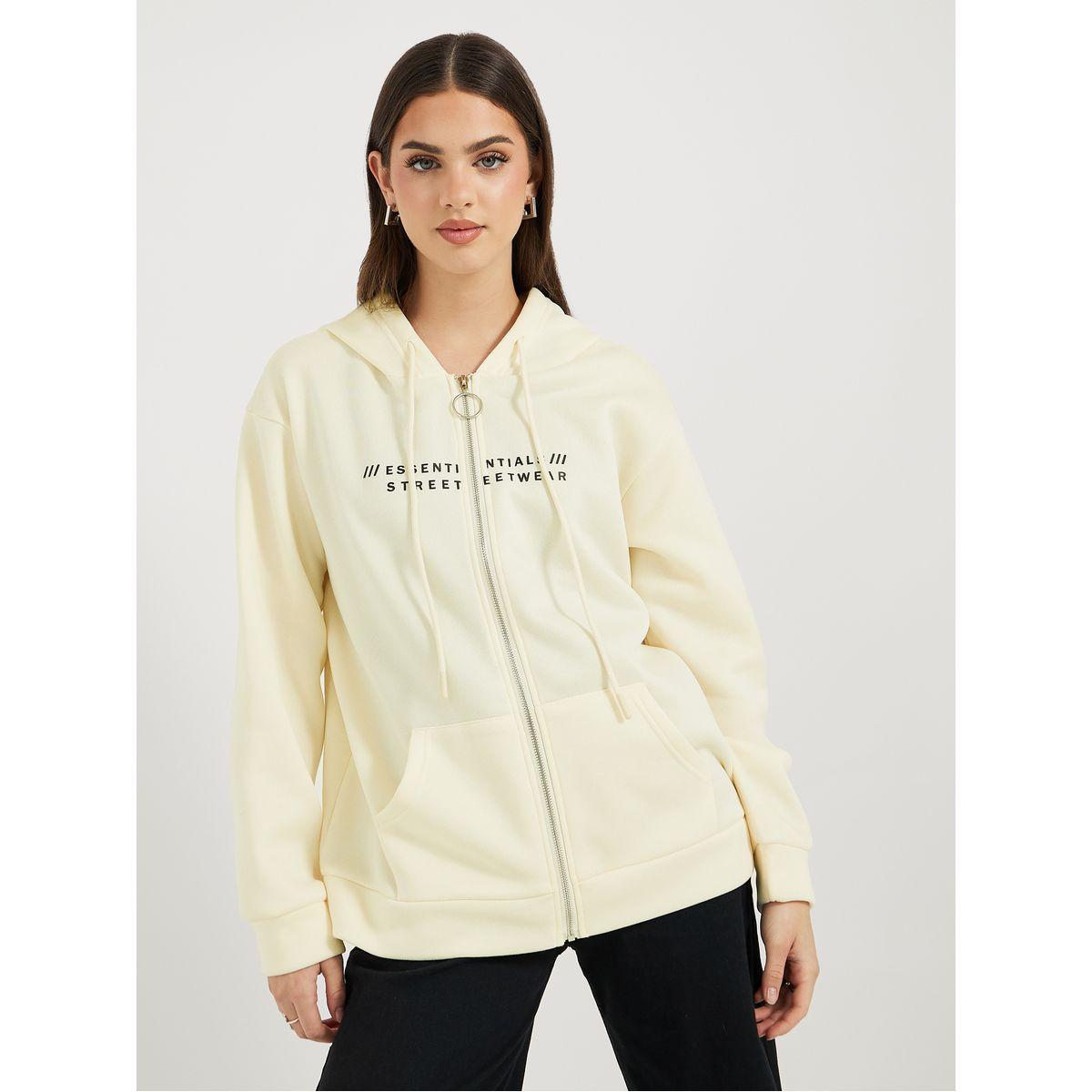 Styli Slogan Print Zip Up Hooded Sweatshirt-women-winterwear-hoodiesandsweatshirts-sweatshirts-image-1