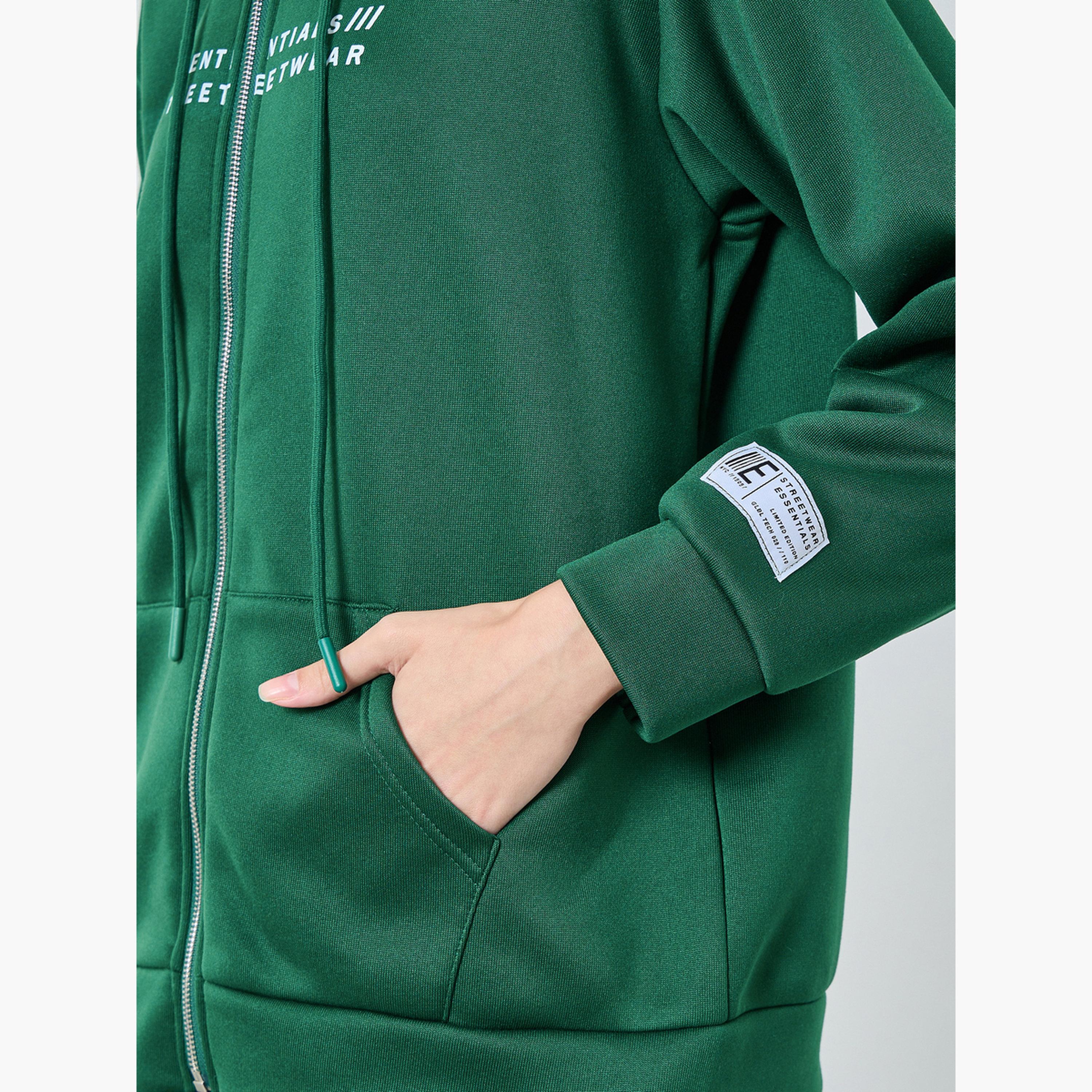 Styli Slogan Print Hooded Neck Long Sleeves Women's Zip Through Hoodie-women-clothing-hoodiesandsweatshirts-hoodies-image-5
