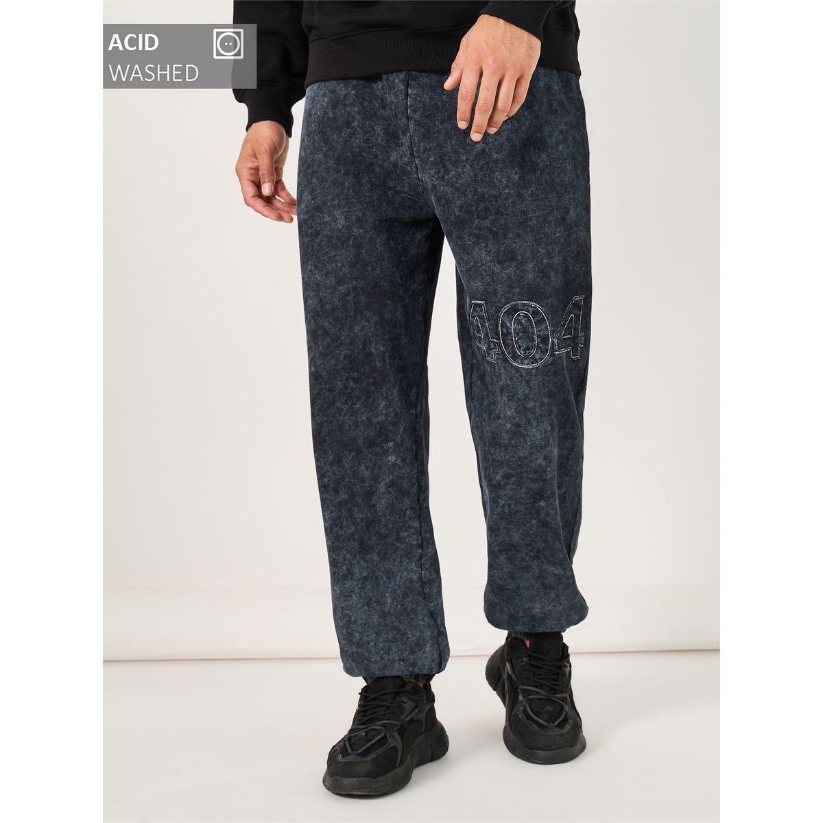 Styli Premium Acid Washed Oversized Terry Applique Joggers-men-clothing-bottoms-joggers-image-1
