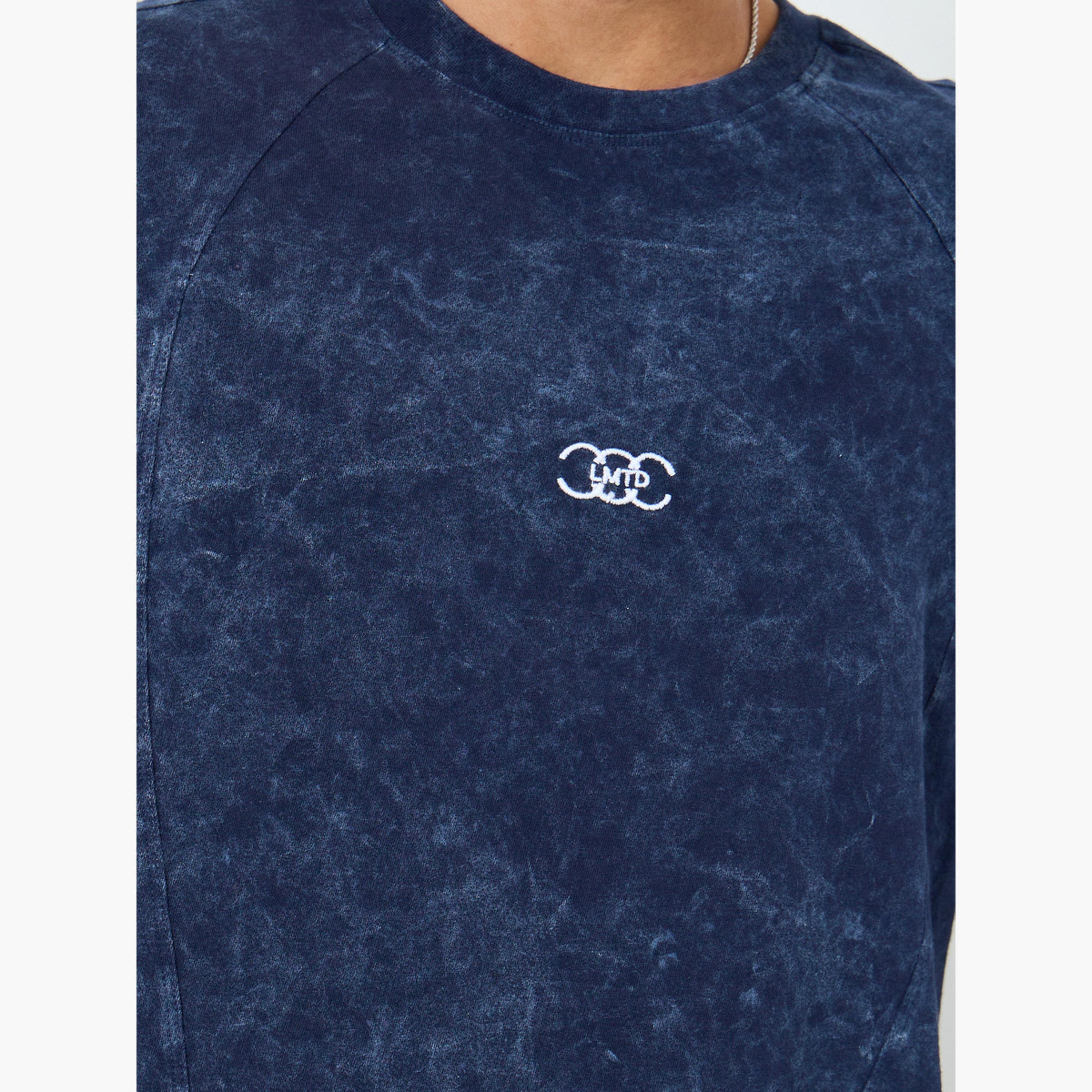 Styli Men Navy Blue Acid Wash Crew Neck T-Shirt-men-clothing-tshirtsandpolos-tshirts-image-3