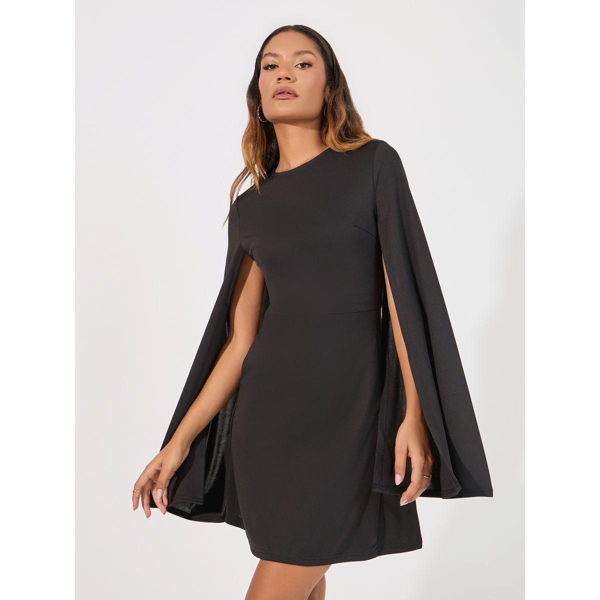 فستان قصير سادة مع أكمام بشق-women-clothing-dresses-image-2