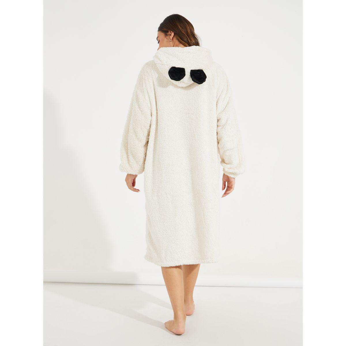 روب فليس بياقة هودي مع جيوب-women-clothing-nightwear-robes-image-5