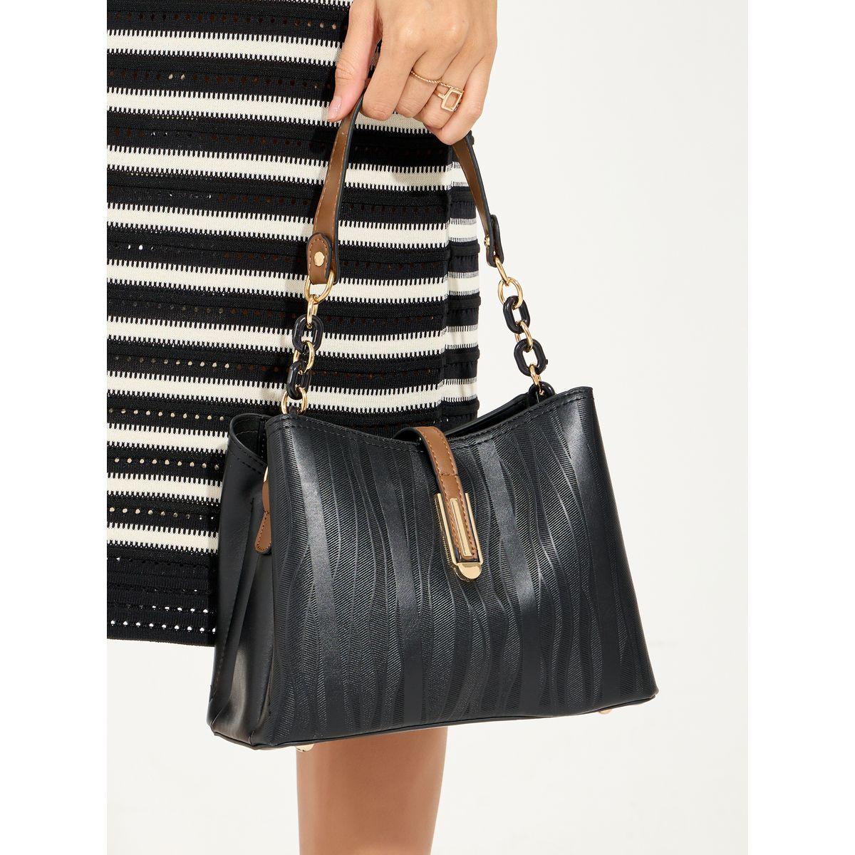 Styli Textured Tote Bag with Detachable Strap-women-bagsandwallets-handbags-image-3